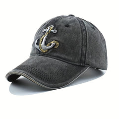 Men's Metal Snapback Trucker Cap Anchor Embroidery