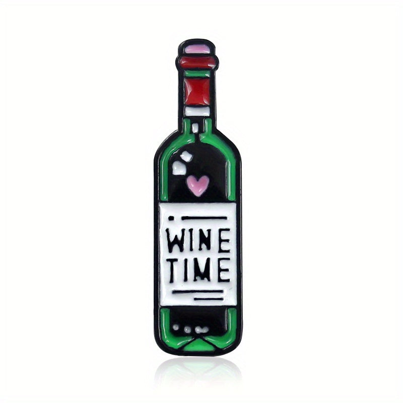 Cartoon Red Wine Bottle Wine Cup Jewelry Pin