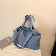 Casual Denim Shoulder Bag Large Capacity for Work Shopping