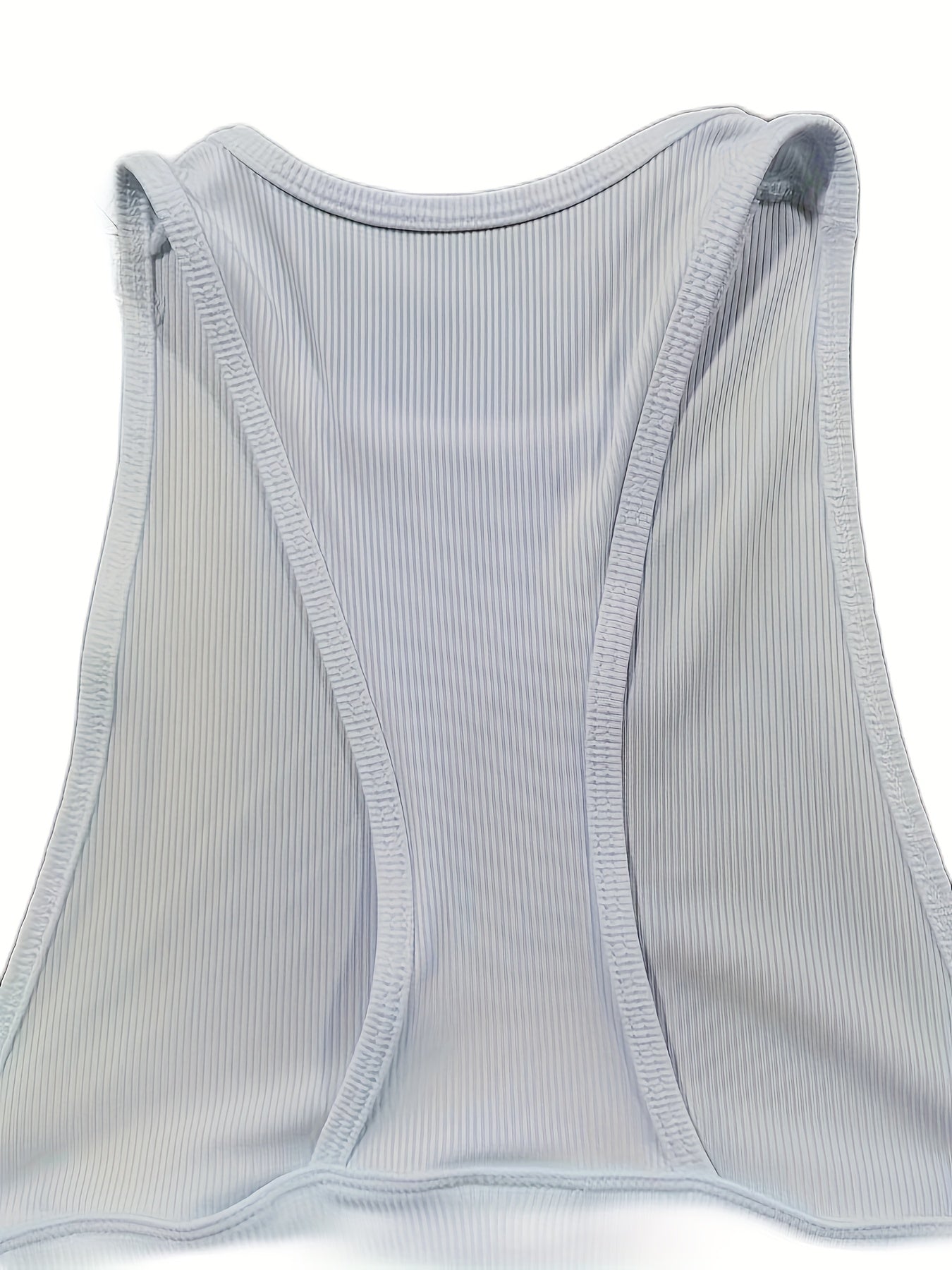 Solid Crew Neck Crop Tank Top Casual Racerback Sleeveless Tank Top