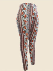 Boho Patchwork Print High Rise Skinn Pants