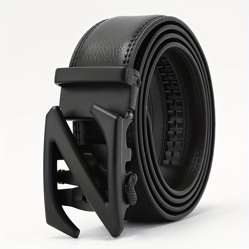 Men's Leather Letter Buckle Belt Automatic Buckle Business Suit Waist Strap