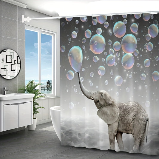 Funny Elephant Shower Curtain Waterproof Fabric Bath Curtain