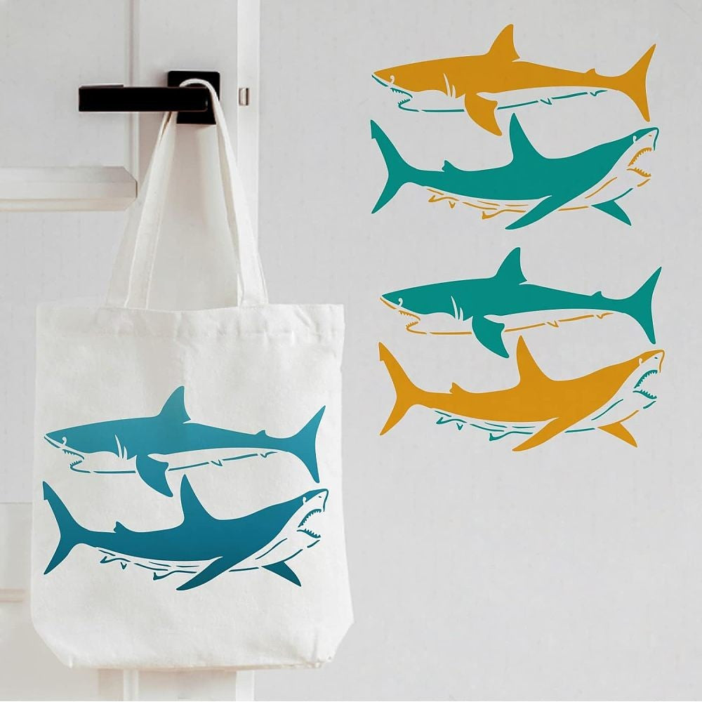 Reusable Shark Drawing Stencil Sea Animal Painting Stencils