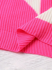  Colorblock Heart Long Sleeve Round Neck Jumper