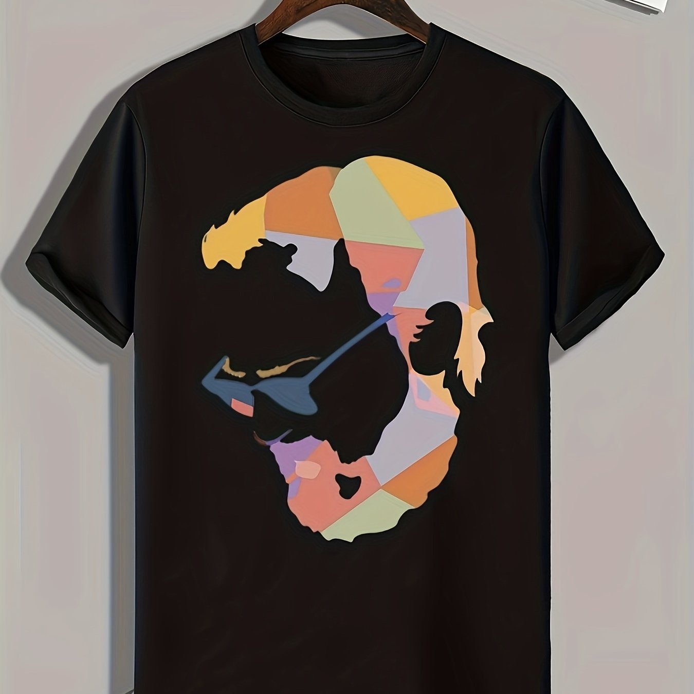 Colorful Block Print Men's Graphic Tee Casual Comfy Summer Shirt