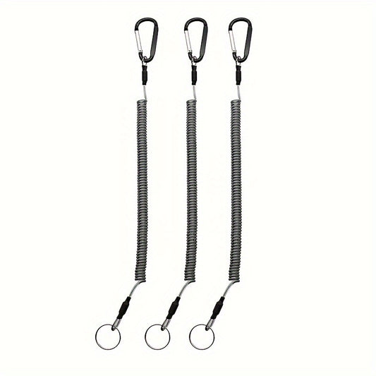 6pcs Fishing Tools Lanyard Retractable Safety Ropes Wire Coiled Lanyard