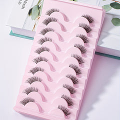 10 Pairs Natural Fluffy Faux Mink Lashes for False Eyelashes Extension