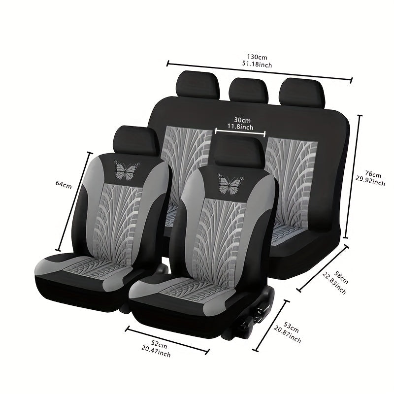 Red Butterfly Embroidery Car Seat Cover Set - Protects Seats From Stains