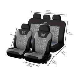 Red Butterfly Embroidery Car Seat Cover Set - Protects Seats From Stains