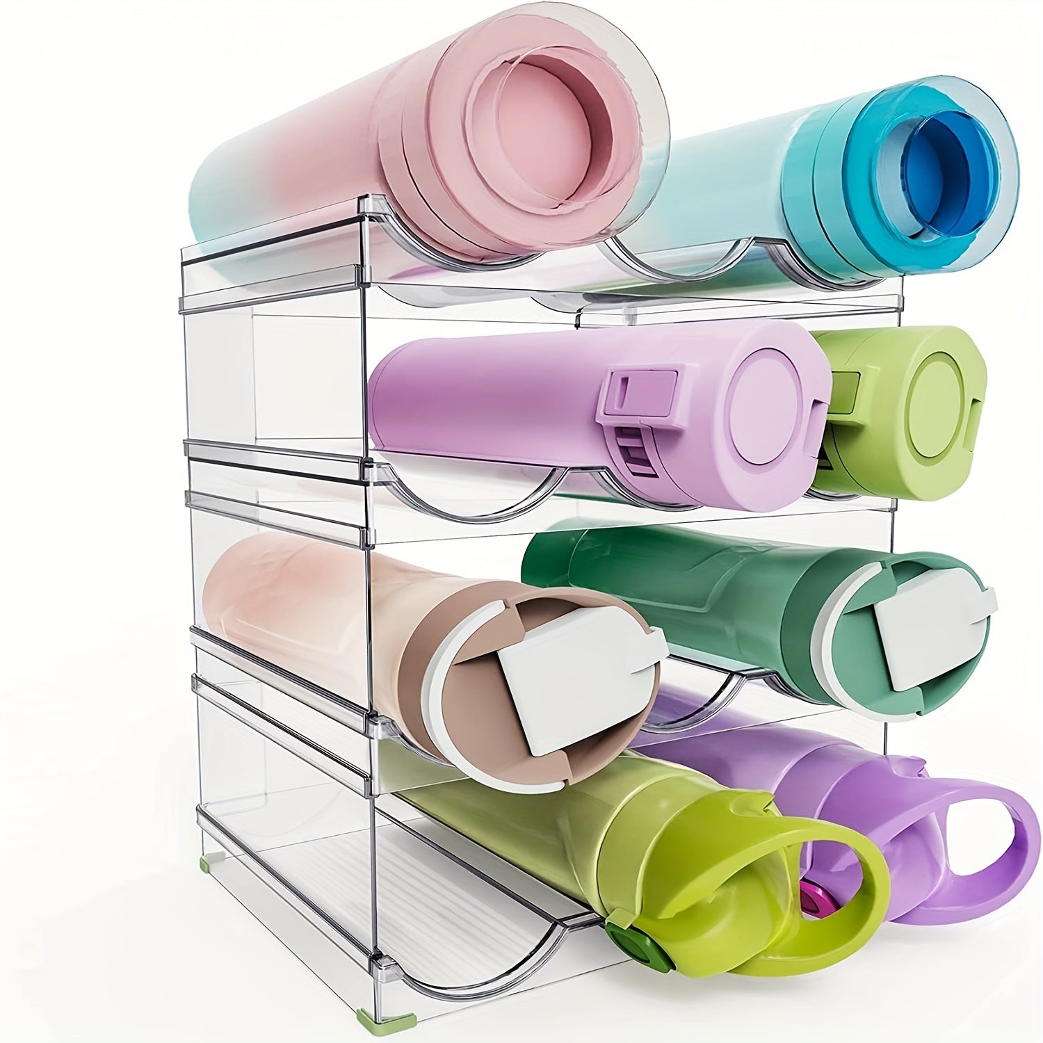 Clear Stackable Water Bottle Organizer - 4 Layers