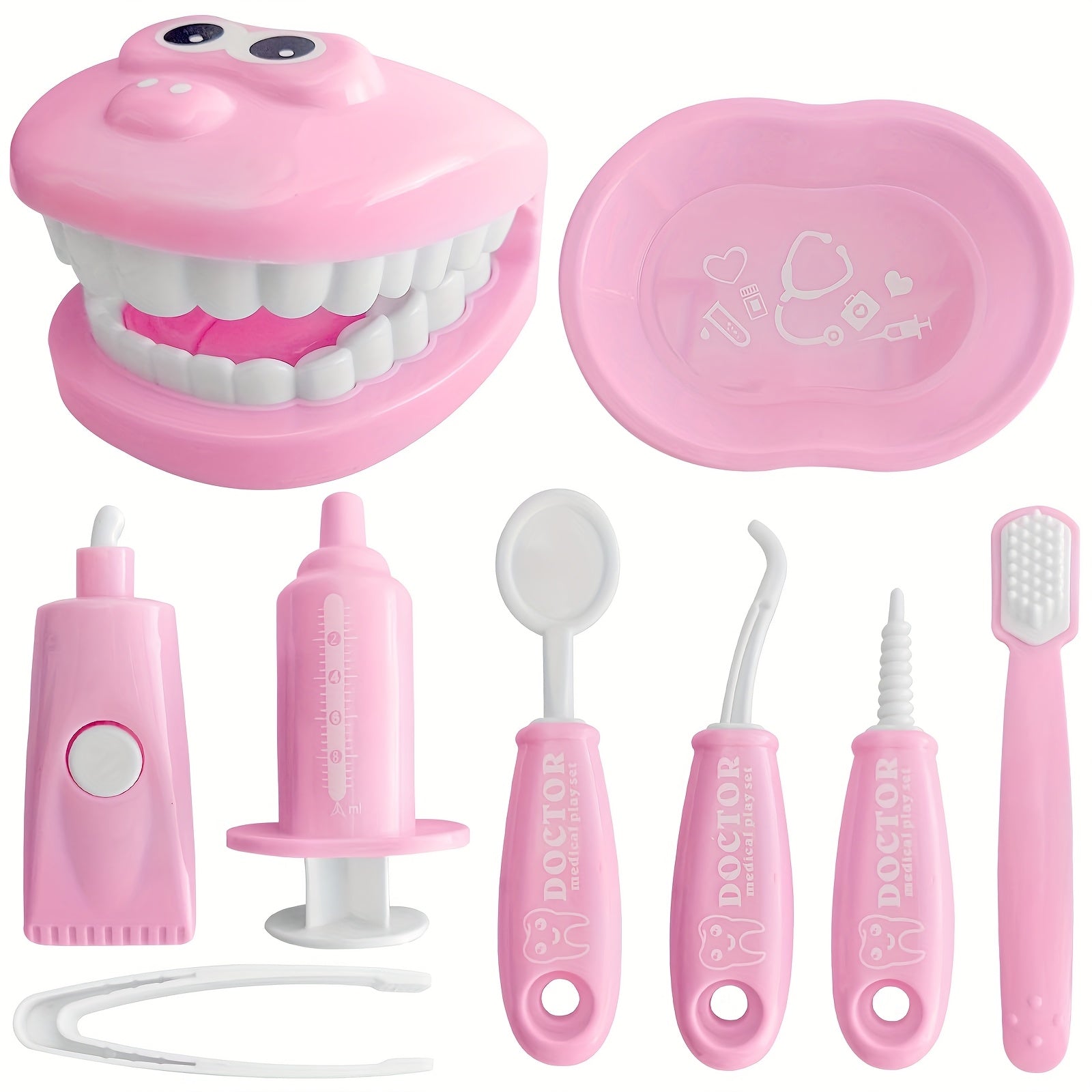 9pcs Plastic Dentist Simulation Game Set Medical Kit Children's Pretend Play Toy
