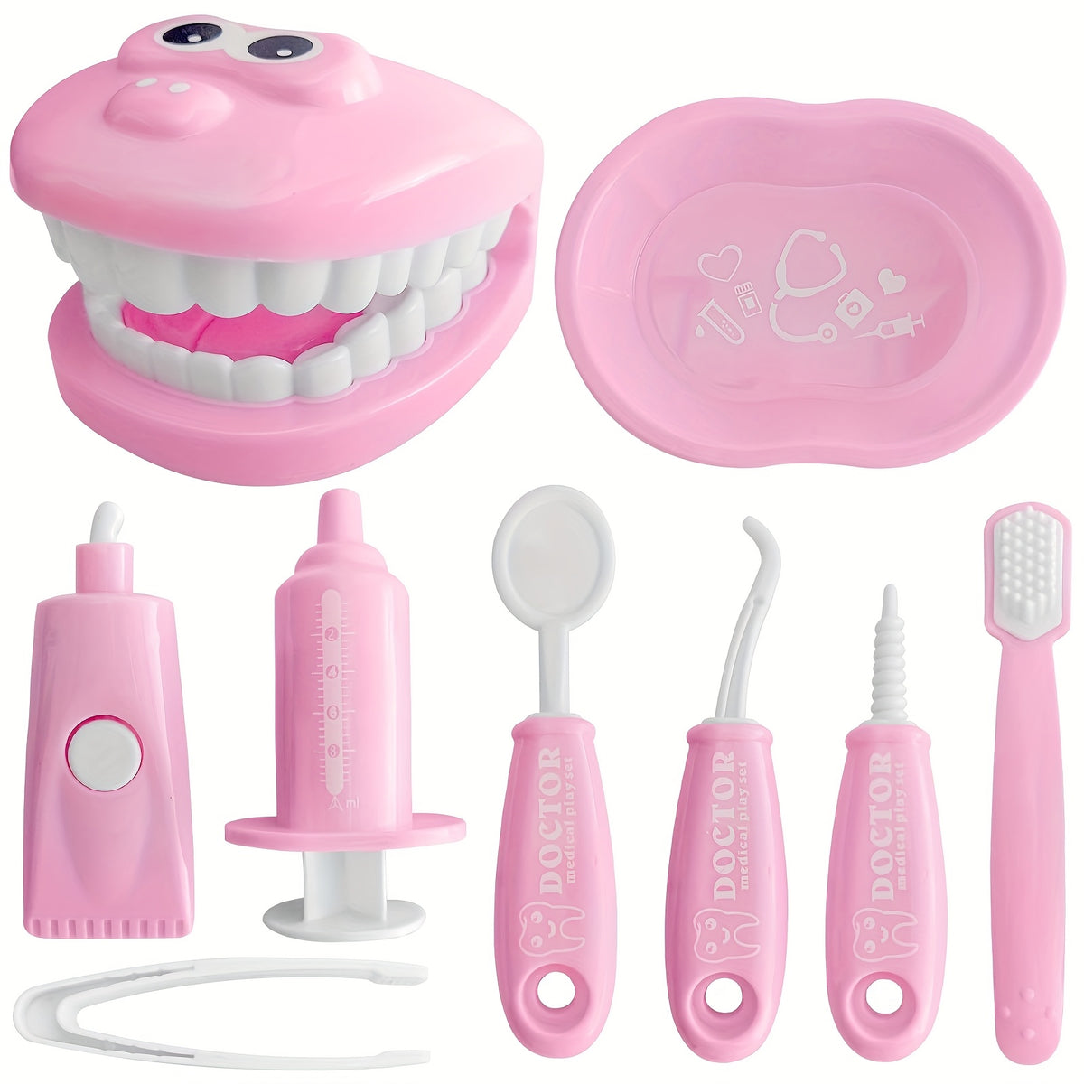 9pcs Plastic Dentist Simulation Game Set Medical Kit Children's Pretend Play Toy