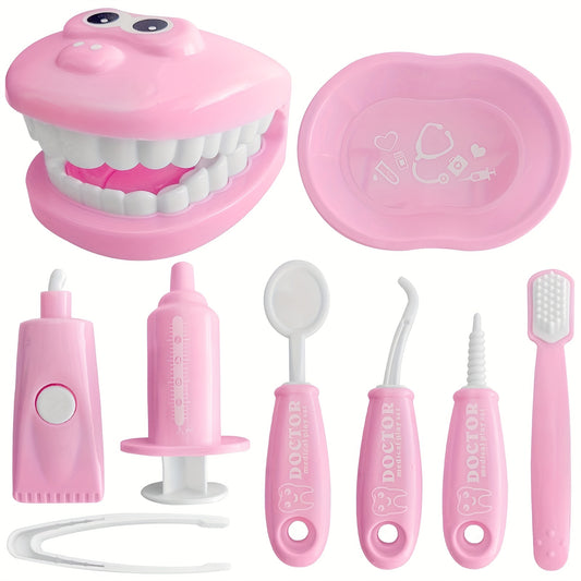 9pcs Plastic Dentist Simulation Game Set Medical Kit Children's Pretend Play Toy