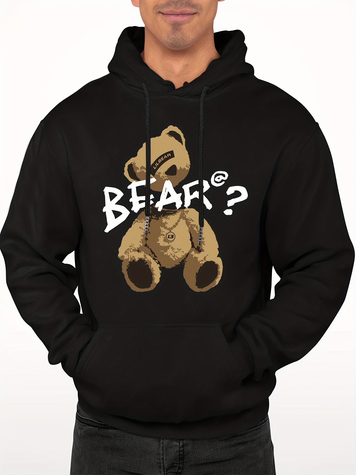 'Bear' Print Hoodie for Men