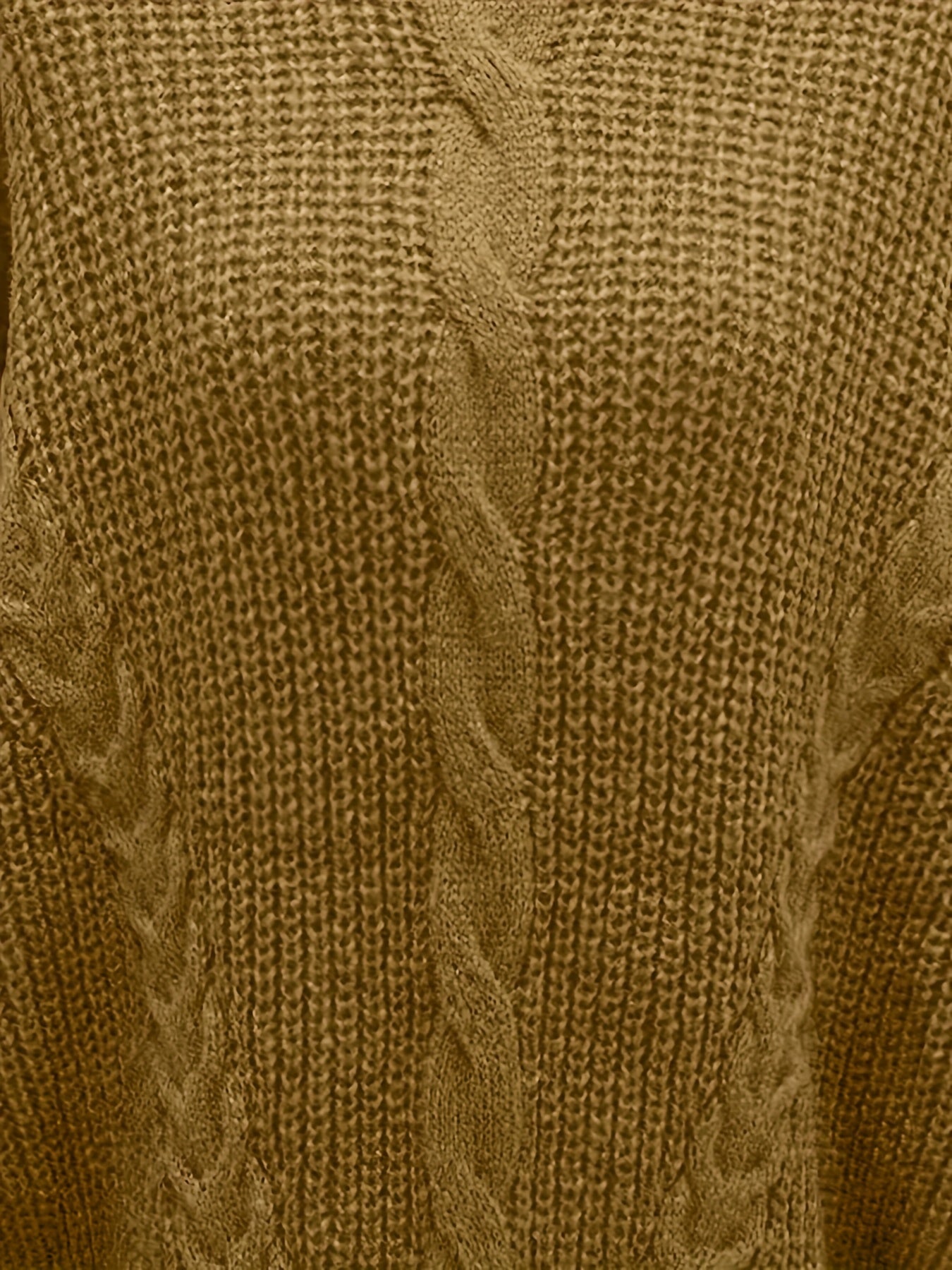  Solid Cable Long Sleeve Turtle Neck Sweater