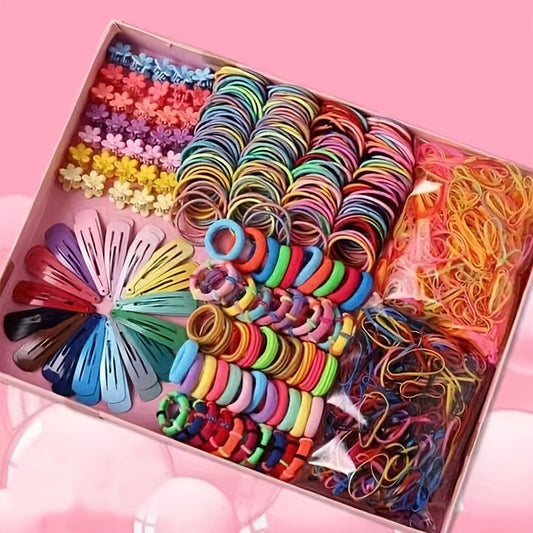 780pcs Hair Accessories Set Hair Tie Hair Clip Rubber Band Barrette Colorful