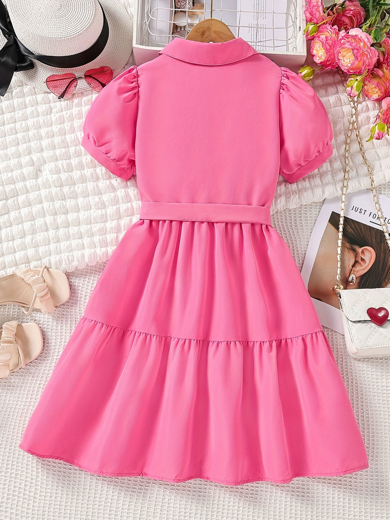 Girl's Retro Collar Floral Tunic Dress Party Kids Gift