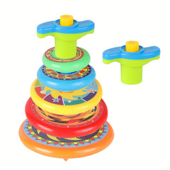 Colorful 5 Layer Stackable Spinning Tops Toy with Launchers - Fun Battle Game