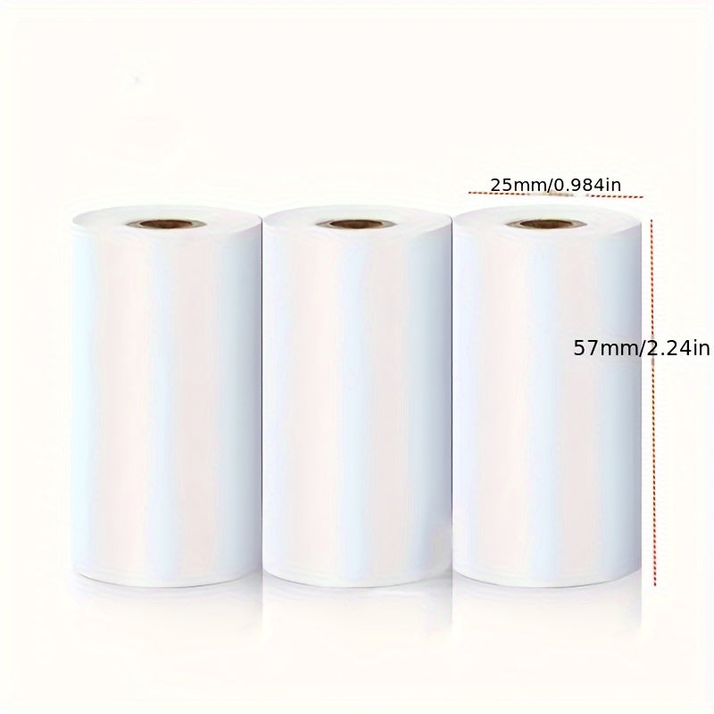 3pcs Mini Printer Paper Thermal Label Sticker Colorful Adhesive Paper 57mm 25mm