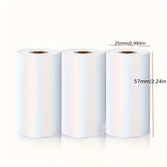 3pcs Mini Printer Paper Thermal Label Sticker Colorful Adhesive Paper 57mm 25mm