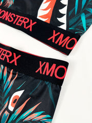 Girls' Monster Graphic Top & Shorts Casual Outfits For Sports Gift