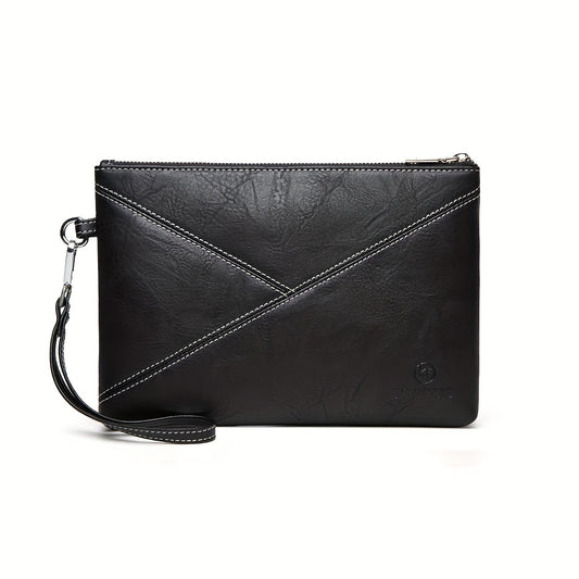 Men's Casual Leather Clutch Bag with Wristlet