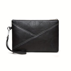 Men's Casual Leather Clutch Bag with Wristlet