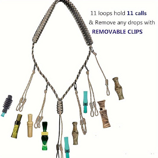 Nylon Duck Call Lanyard with 11 Whistle Hanging Ropes