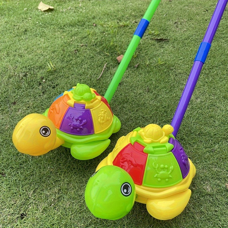 Rooster & Turtle Pull Back Toy Cart w/ Spinning Wings & Bells
