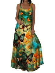  Star & Butterfly Print Maxi Cami Dress