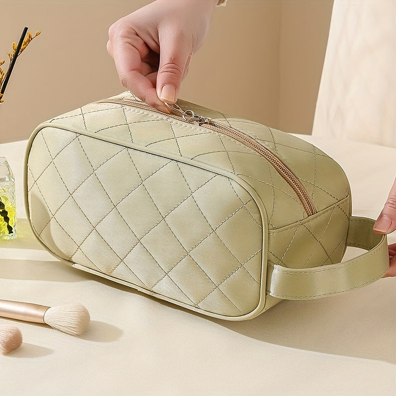 Waterproof Rhombus Makeup Bag Large Zipper Cosmetic Pouch