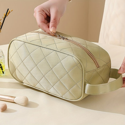 Waterproof Rhombus Makeup Bag Large Zipper Cosmetic Pouch
