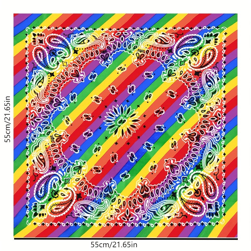 Rainbow Tie Dye Bandana Hip Hop Striped Square Scarf LGBT Gay Pride