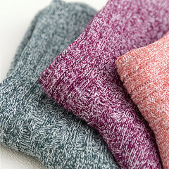 5 Pairs Casual Solid Socks Thick Knit All match Socks Women's Stockings