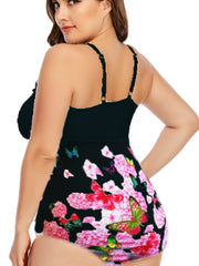  Ruffle Trim Cut Out One Piece Swimsuit