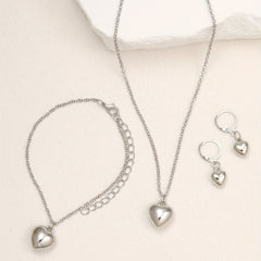 Heart Jewelry Set Pendant Necklace Bracelet Earrings for Women