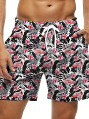 Leaves Print Shorts Casual Summer Pool Beach Shorts Men's Lounge Shorts