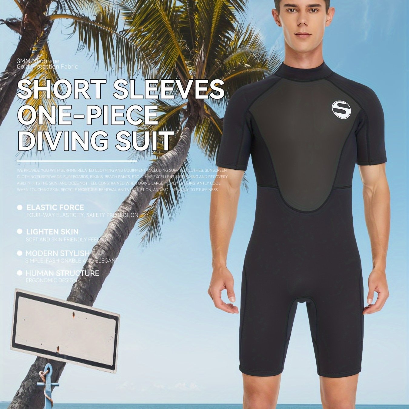 Men's 3mm Neoprene Diving Short Suit Anti Jellyfish Wetsuit