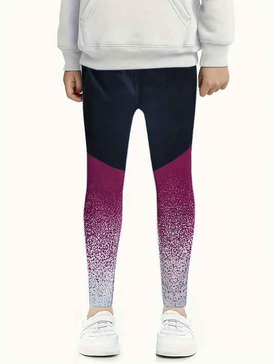 Girls Splicing Leggings Comfy Slim Leggings For Sports Running Jogging Gym