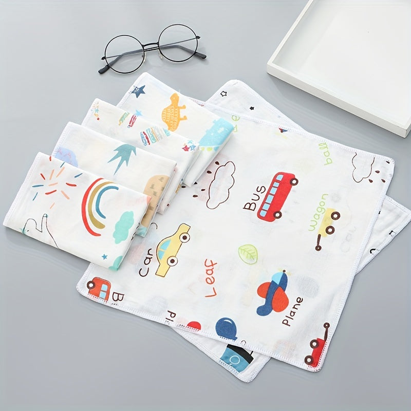 5pcs Cartoon Baby Washcloth Set Soft Handkerchief Absorbent Towel