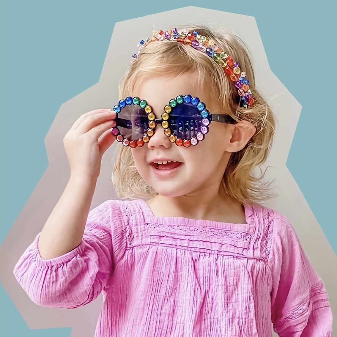 Y2K Rhinestone Round Frame Sunglasses for Girls