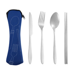 4pcs Stainless Steel Tableware Set Pointed Handle for Outdoor Travel Student