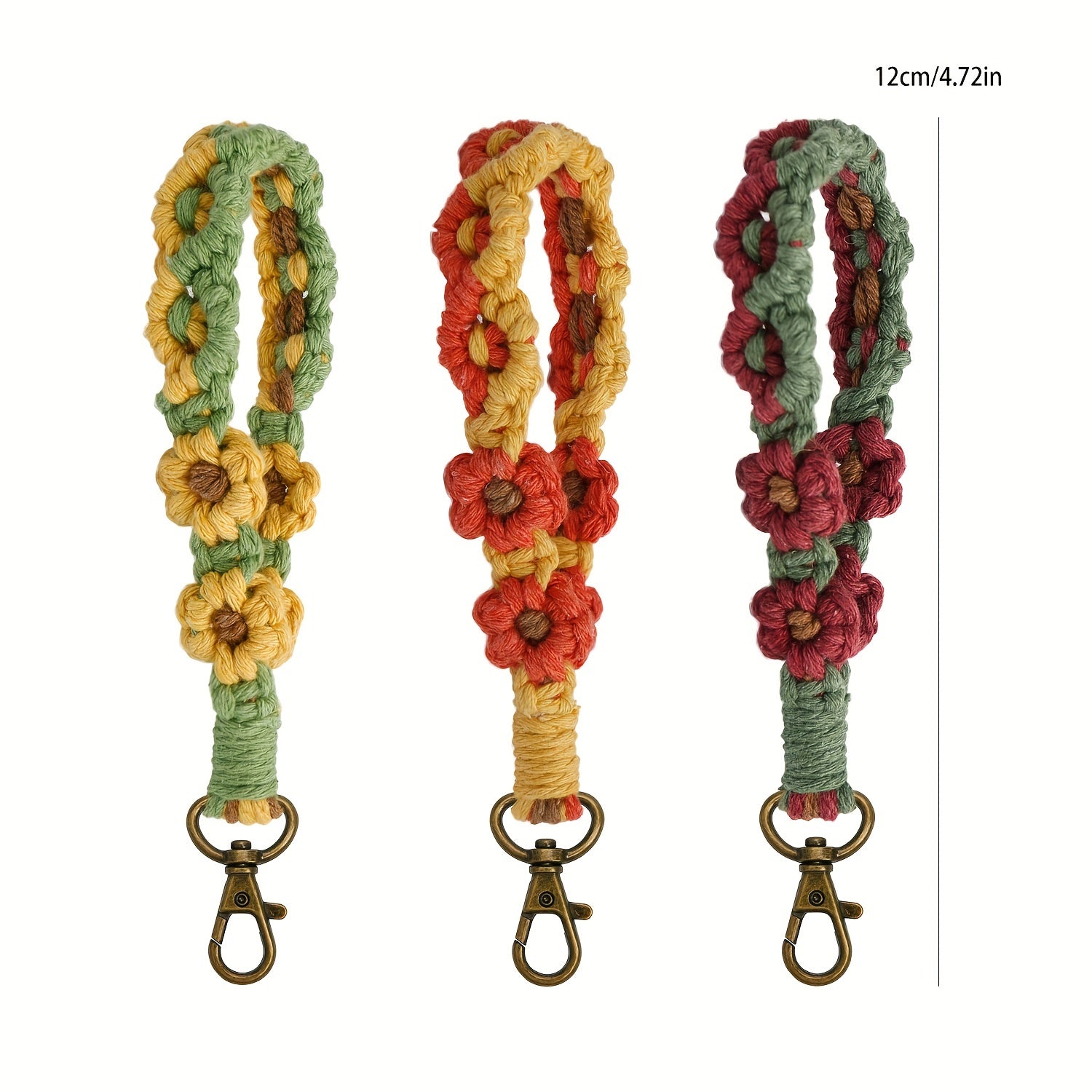 Retro Woven Keychain DIY Flower Daisy Mobile Phone Lanyard