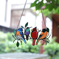 Multicolor Birds Metal Iron Art Double Sided Painted Window Bird