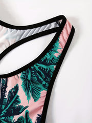  Tropical Print Racer Back Tank Bra