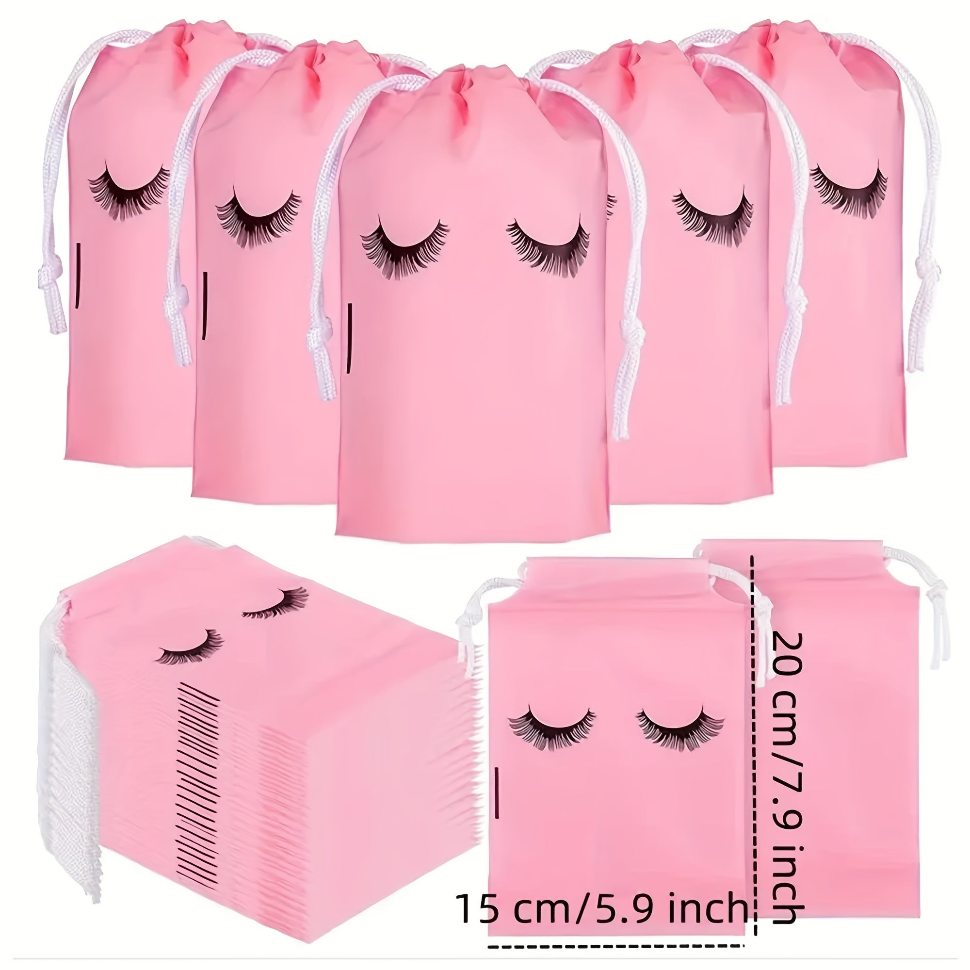 10pcs Pink Reusable Eyelash Extension Cosmetic Bags for Beauty Salon