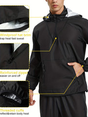Men's Lightweight Sauna Suit Hooded Sweating Jacket For Weight Loss