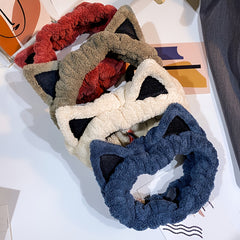Cat Ear Face Wash Headband Coral Fleece Hairband