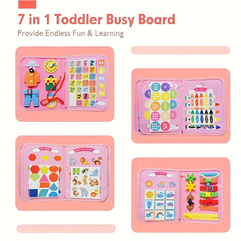Pink Unicorn Large Board Sensory Learning Busy Board Toy